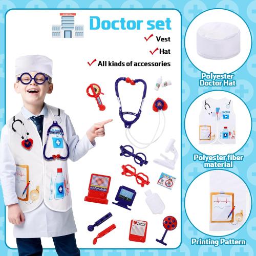Deekin 5 Sets Kids Dress up Costumes, Toddler Dress up Clothes for Boys Girls, Community Helpers Construction Worker Police Firefighter Doctor Surgeon Pretend Outfits for Ages 3–7