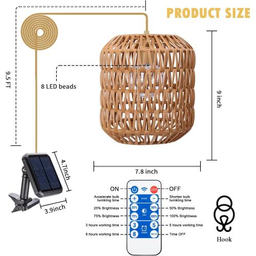 Outdoor Chandelier Solar Pendant Light Outdoor Hanging Lantern Solar Chandelier with Edison Bulb Remote Dimmable Waterproof for Porch Patio Gazebo Garden Yard Decoration
