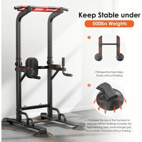 SogesPower Pull Up Bar Station Power Tower,12-Level Adjustable Multi-Function Pull Up Dip Station for Home Gym, Pull Up Bar Stand Dip Bar Strength Training Fitness Equipment