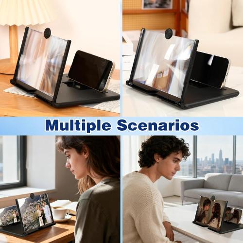 Big Screen Phone Magnifier, 2026 New 3D HD Screen Expander, Movie Screen Amplifier with Foldable Phone Stand for Travel, Magnifying Projector Screen Enlarger for Elderly (10 inch)
