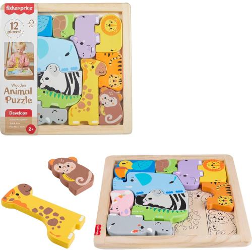 Fisher-Price Wood Toddler Toy Animal Puzzle