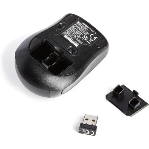 Amazon Basics 2.4 GHz Wireless Optical Computer Mouse with USB Nano Receiver, Portable, No Wires, Smooth Tracking, Multi-Device Compatibility, Black