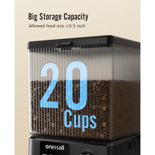 oneisall Automatic Cat Feeder with 5G WiFi, Automatic Cat Food Dispenser for 2 Cats Small Pets, 20 Cups/5L Timed Dry Food Dispenser with APP Control