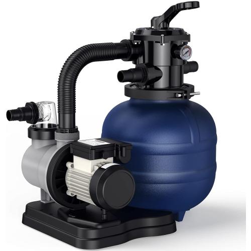 BLUBERY 13 Sand Filter with 1/3HP Pump System, Handy 7-Way Valve for Above Ground Pools with Prefilter Pool Pump, 115V, 23FT Cord for Easy Installation, GSF01A