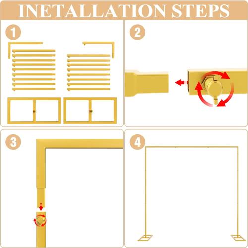 Wokceer 8x8FT Backdrop Stand Heavy Duty Pipe and Drape Kit with Base, Square Adjustable Backdrop Stand for Wedding Birthday Party Photo Booth Background Photography Exhibition Decoration
