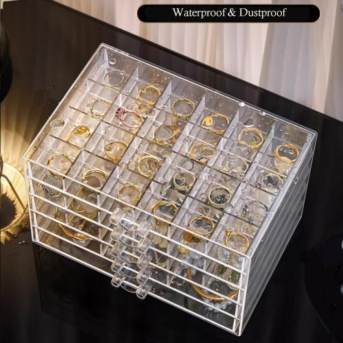 SPAKOWN Earring Organizer, Acrylic Jewelry Holder Organizer with 5 Drawers Stackable Earring Storage Case Jewelry Boxes for Women (Clear)