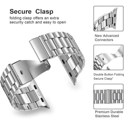Pack 2 Metal Bands Compatible With Apple Watch Band 38/40/41/42/44/45/46/49mm,Stainless Steel&Milanese Loop Mesh for iWatch Band Series SE3 2 1/ Ultra3 2 1/11 10 9 8 7 6 5 4 3 2 1