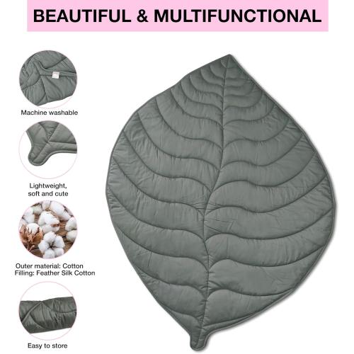 Baby Mat For Floor, Baby Play Mats For Floor, Tummy Time Mat, 100% Cotton Premium Leaf Mat, Baby Floor Mats For Crawling, Play Mat for Baby, Tummy Time Pillow, Machine Washable, Portable, and Compact