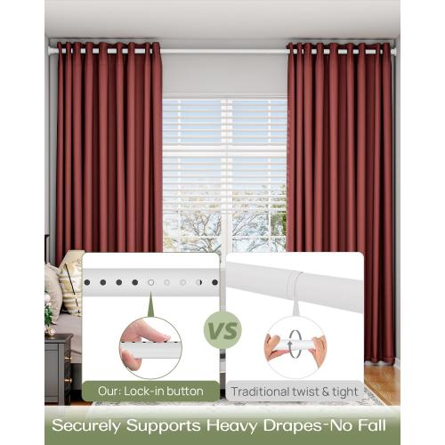 ALLZONE Tension Curtain Rod for Window, 83-123 Inches, Heavy Duty Curtain Rods No Drilling, Non-Slip Bathroom Shower Tension Rod, Renter Friendly, Adjustable, Spring Loaded, Extra Long, White