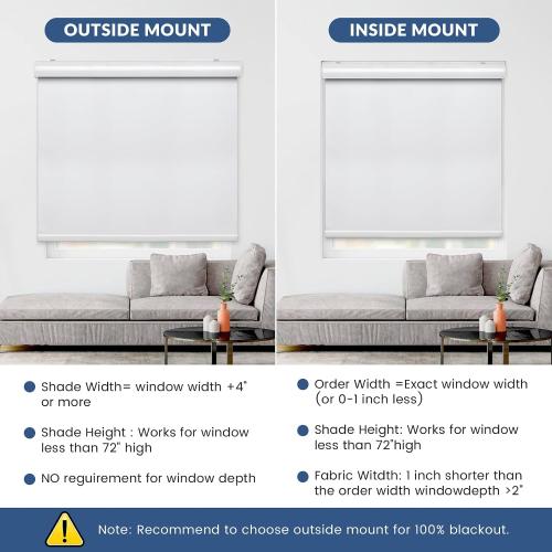 Cordless Roller Shades, Blackout Roller Shades for Windows Roller Blinds with Spring System, UV Protection and Waterproof, Privacy Roller Window Shades for Home,Office,Bedroom, Custom Size