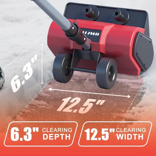Cordless Snow Shovel,12.5 Electric Snow Blower with 2x4.0Ah Batteries,20V Snow Remover with Directional Chute,6 Snow Intake and 27Ft Throw, for Driveway,Deck,Yard Steps Red *missing battery*