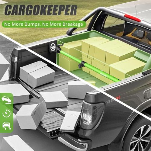 Adjustable Cargo Bar, 40 to 79 Non-Slip Truck Bed Divider, Cargo Bar for Pickup Truck Bed Cargo Bars for SUVs, Trailers, Vans, Comes with 2 Cargo Bars, 2 Dividers, 1 Cargo Net