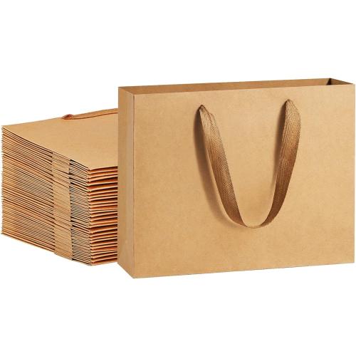 BagDream Gift Paper Bags 10.6x3.1x8.3 Gift Bags 50Pcs Heavy Duty Kraft Brown Paper Bags with Handles Soft Cloth, Party Favor Bags Shopping Bags Retail Merchandise Bags Wedding Party Gift Bags