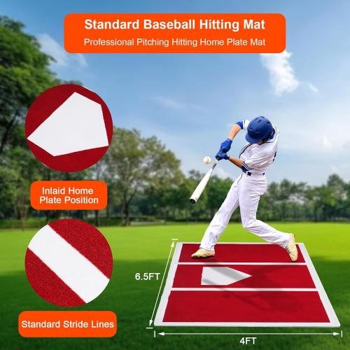 Baseball Hitting Mat, Home Plate Mat with Anti-Slide Rubber Back, Portable Batters Box Turf Mat Baseball for Hitting Practice - Indoor and Outdoor Use