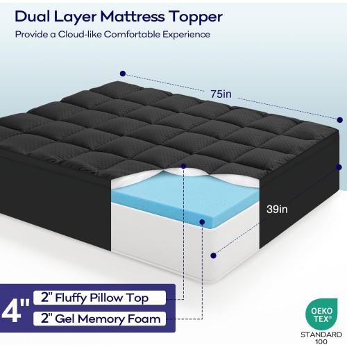 Twin memory foam mattress topper Black