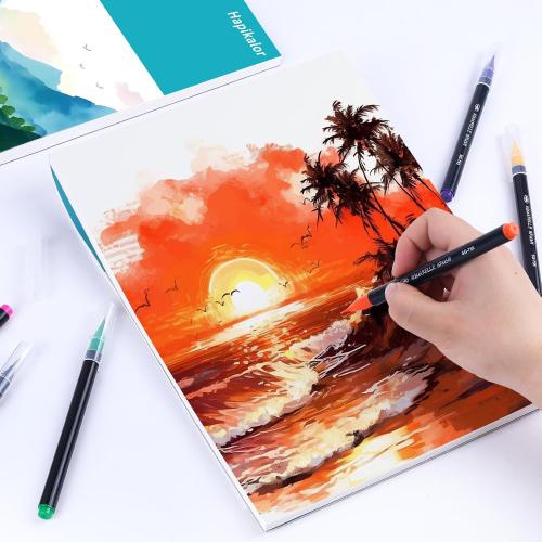 Hapikalor Watercolor Paper Pad, 9x12 Water Color Paper, 140lb/300gsm Artist Painting Drawing Paper Book, Art Supplies for Adults Kids, Watercolors, Watercolor Paint Set, Sketchbook, Journal, Teal