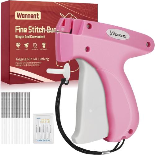 Stitch Gun for Clothes Stitchy Tagging Gun for Clothing Stitchy Quick Clothing Fixer -Includes 1,000 Black Fasteners & 1,000 White Fasteners & 6 Needles(hotpink White)