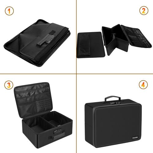Photo Storage Box with Lock,DocSafe Fireproof Photo Organizer Box with 16 Inner 4 x 6 Photo Case(Clear),Collapsible Portable Photo Filing Safe Storage with Water-Resistant Zipper for Photos,Picture