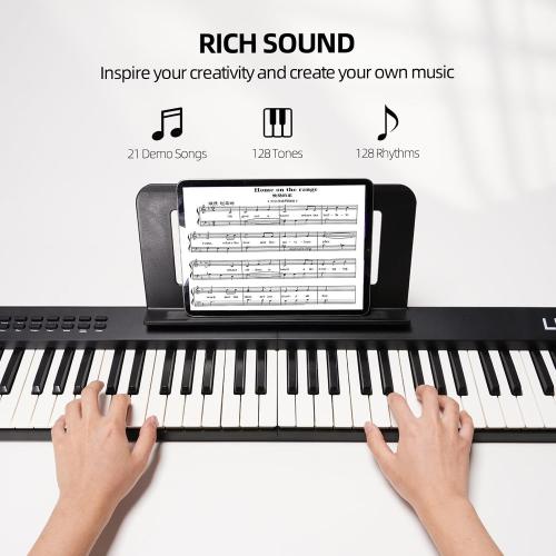 LEKATO FP-10 Portable Piano Keyboard for Beginners 88 Keys Folding Digital Piano with Sustain Pedal Foldable Electric Piano Keyboard with Semi Weighted Wood Grain Key Suitable for Midi Bluetooth