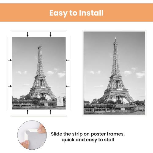 upsimples 24x36 Poster Frame White 3 Pack, Scratch-Proof Picture Frames 24 x 36 for Photo Gallery - Slide-In Strips, Horizontal or Vertical Wall Mounting