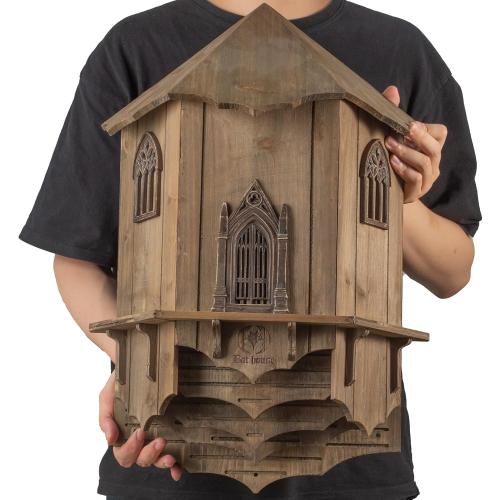 VIREESR Large Bat House for Outdoors,4-Chamber Castle Bat Box,200-Capacity | Cedar Wooden Bat House, Bat Boxes for Outside for Tree, 4 Chamber Design to Attract Bats, Weather-Resistant, Brown