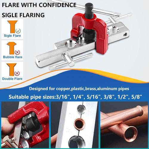 smseace 26Pack 1/4 Inch Brake line kit Includes 25FT Zinc-Plated Brake Lines with Fittings(16pcs Fittings,2pcs Union 4pcs Nut)，Brake line Bender，Single Flaring Tool，Pipe Cutter 1/4 Inch Brake Lines