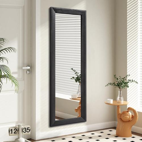 Full Length Mirror with Wood Framed Modern Large Wall Mirrors Rectangle for Bedroom Living Room Bathroom Dressing Room Entryway Hanging Black