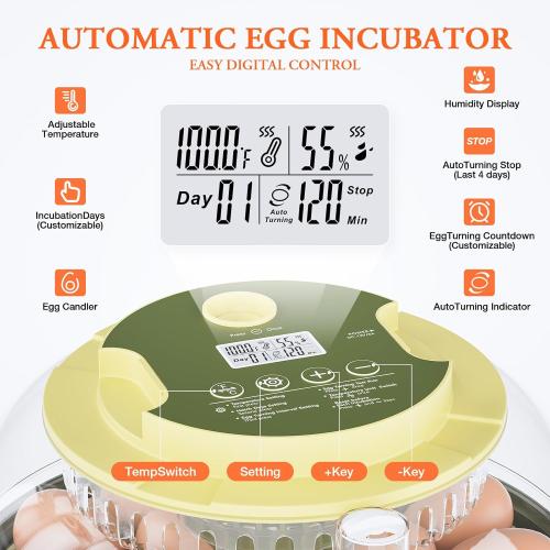 Egg Incubator for Hatching Eggs,Automatic Egg Turning and Humidity Control,Incubators for Chicken, Ducks, Goose, Pigeon, Quail, Parrot Incubator for Farm, Lab, Science Classroom, Home -18 Egg Capacity