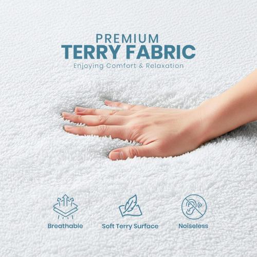 Queen Size Mattress Protector Waterproof, Premium 200 GSM Terry Mattress Cover, Soft & Breathable Bed Cover, Fitted Sheet Style Stretchable Deep Pockets 17 by Utopia Bedding (White)