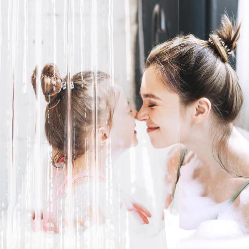 AmazerBath Shower Curtain Liner 2 Pack, 72 x 96 Inches Extra Long PEVA Plastic Shower Liner with 3 Weighted Stones and 12 Rustproof Metal Grommet, Lightweight Waterproof Shower Curtain - Clear