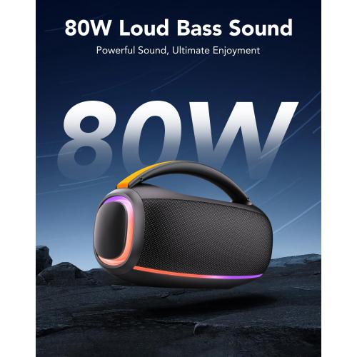 Speakers Bluetooth Wireless: 80w Loud Speaker with Bass, 30H Playtime, IPX7 Waterproof, Large Speakers for Work, Outdoor, Workshop, Garage, Portable Speaker with TWS
