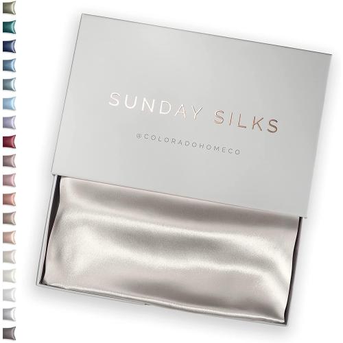 SUNDAYSILKS™ Premium Silk Pillow Cases | 100% Mulberry Silk Pillowcase with Zipper, All Sides Real 22 Momme Grade 6A Silk, Standard Queen, King Size [Off White]