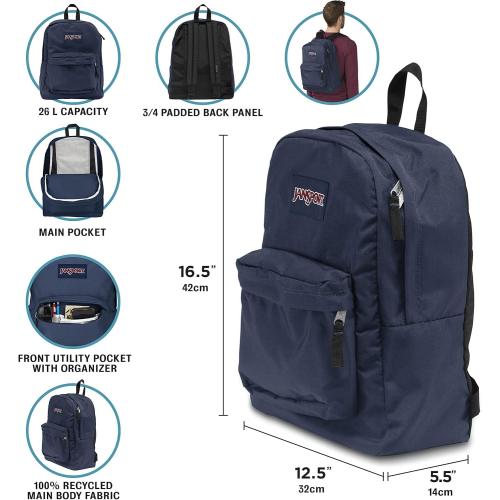 JanSport SuperBreak One Backpack - Durable, Lightweight Bag with 1 Main Compartment, Front Utility Pocket with Built-in Organizer, Premium Backpack, Faded Sage