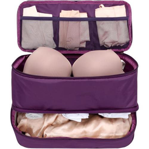 Cambond Travel Underwear Organizer Bag - 4-in-1 Double Layer Lightweight Bra Organizer, Portable Expandable Compression Packing Cubes Travel Packing Organizers, Underwear Storage Bag for Women