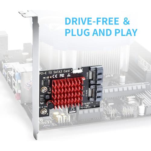 ELUTENG PCIE SATA Expansion Card 2 Port PCIE to SATA Card 6Gbps SATA 3.0 Controller PCI Express X1 Expansion Card with Low Profile Bracket for Desktop PC Support SSD HDD