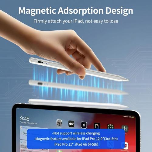 JDB A16 Stylus Pen for iPad, 3X Fast Charge,Tilt Sensitivity & Palm Rejection Active Pencil Compatible with 2018-2025 Apple iPad Pro 11/12.9 /M4, iPad Air 3/4/5/M2/M3,iPad mini 5/6
