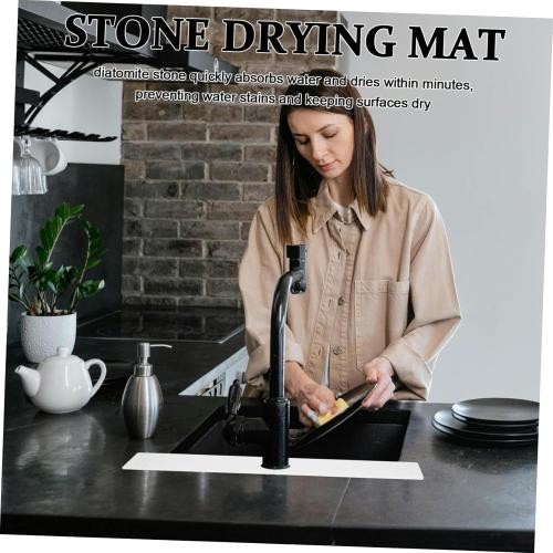 Angoily Diatomite Sink Faucet Mat Water Absorbent Dry Counter Mat Kitchen Accessory