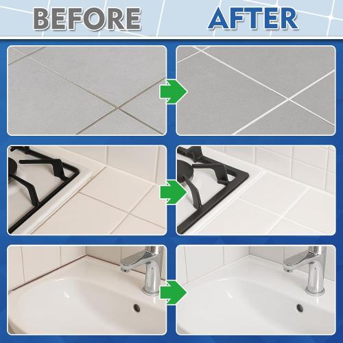 Tile Grout Repair Kit, 2 Pack White Fast Drying Grout Filler for Bathroom, Kitchen, Shower, Replace Grout Pen to Restore and Renew Tile Joints Line, Versatile Triple Use with Grout Sealer (White)