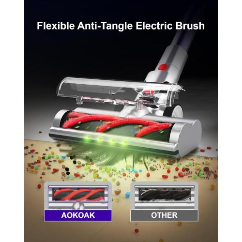 Cordless Vacuum Cleaner with 45Kpa 550W, 60 Mins Runtime Stick Vac with Anti-Tangle Design, Self-Standing, LED Screen, Lightweight Vacuum Cleaners for Home, Pet Hair, Carpet and Hardwood Floor