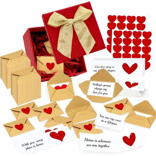 60 Mini Blank Love Notes and Envelopes for Him, Her, Wife, Husband, Mini Envelopes With Blank Cards, Tiny Valentines Day Card, Cute Birthday, Couple Gifts For Girlfriend Boyfriend