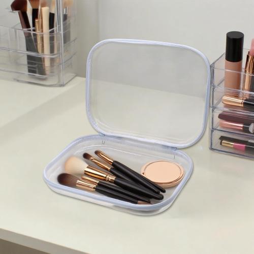 2 Pack Clear Hard Shell Zipper Case, Transparent Zipper Pouches Makeup Case Hard Plastic Pencil Case Storage Boxes for Toiletry Travel Cosmetic Storage & Organizer