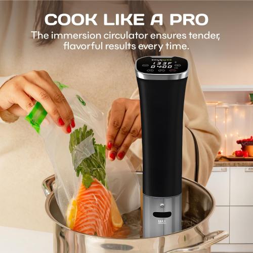 SOUSVIDE ART Sous Vide Immersion Cooker Kit - Machine with Digital Timer, Temp Control, 30 Bags, Vacuum Pump, Suvee Cooker Gift for Chefs