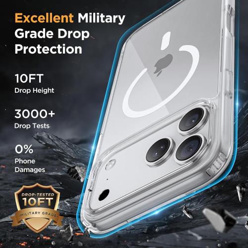 miracase Magnetic for iPhone 17 Pro Case 6.3 with Screen Protector, [Compatible with MagSafe] Military-Grade Protection, Anti-Fingerprint, Slim Thin Phone Case for 17 Pro Cover, Clear
