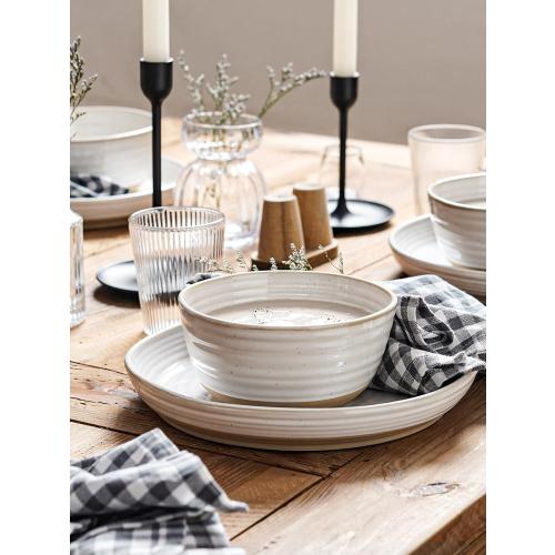 LE TAUCI Dinnerware Sets 16 PCS, Stoneware Plates and Bowls Set, House Warming Wedding Present, Serve for 4 (10 Dinner Plates   8 Salad Dish   28 oz Cereal Bowl 12oz coffee mugs) x 4, Arctic White (NO DINNER PLATES)