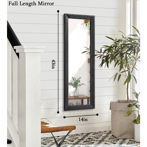 Full Length Mirror with Wood Framed Modern Large Wall Mirrors Rectangle for Bedroom Living Room Bathroom Dressing Room Entryway Hanging Black