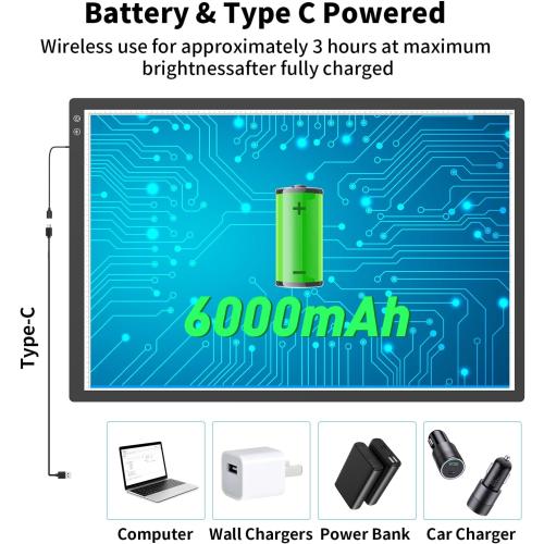 Rechargeable A1 Light Pad 35.4”x23.6”, Extra Large LED Light Board for Diamond Painting, 3-Color Modes Light Box, Diamond Art Light Table, Lightbox for Tracing and Drawing, Sketching, Artists