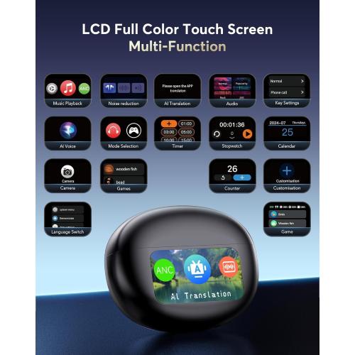 AI Translation Earbuds Real Time,188 Language Translator Earbuds, Audifonos Traductores Inglés Español,3-in-1 Translating Device,Noise Cancelling Translate Ear Buds with for Travel & Business Meetings