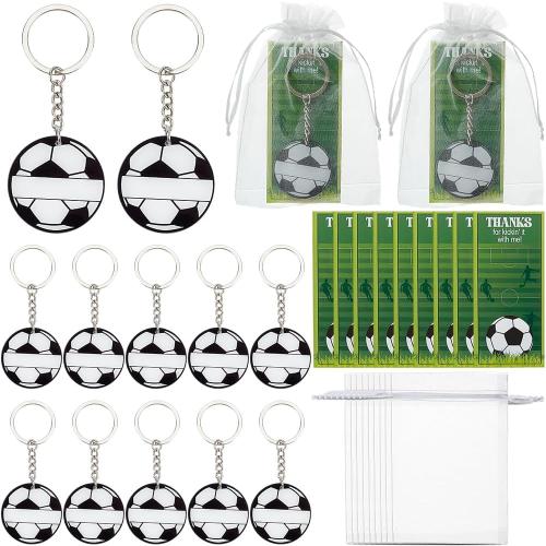 SUNNYCLUE 30 Sets Soccer Keychain Bulk Sports Keychain Party Favors with 30Pcs Thank You Cards 30Pcs Gift Bags Sports Key Chain Acrylic Soccer Ball Key Chains for Wedding Birthday Party Souvenirs