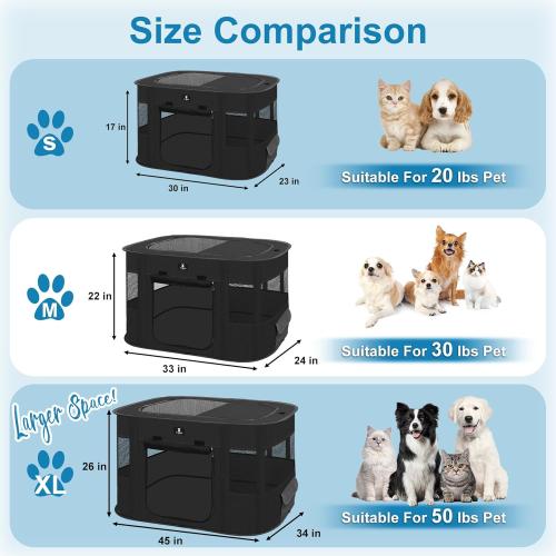 X-ZONE PET Dog Playpen, Puppy Cat Play Pen Portable Foldable Indoor/Outdoor Tent Crate Cage, Portable Pet Crate Small Size Black