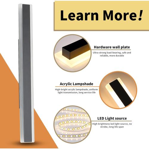 47inch Modern Wall Sconces, Long Linear Outdoor Wall Lights, 3 Color 3000K/4500K/6000K, IP65 Waterproof, Black Exterior Wall Light Fixture for House, Patio, Garage, Garden, House
